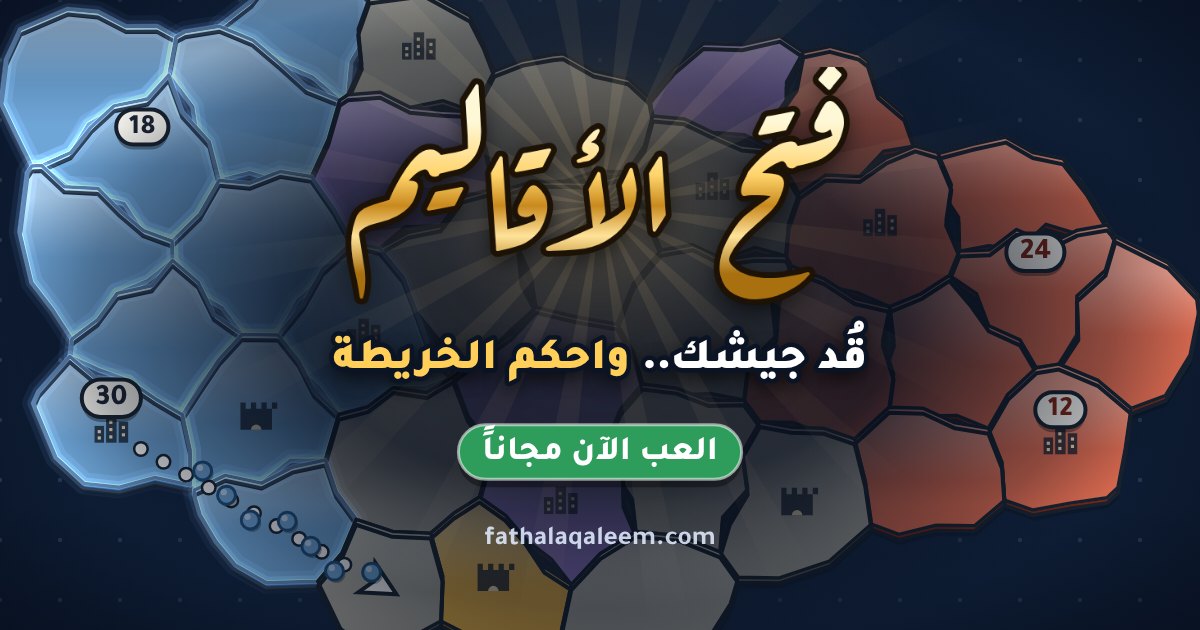 خريطة من لعبة فتح الأقاليم فيها أقاليم زرقاء وحمراء ورمادية